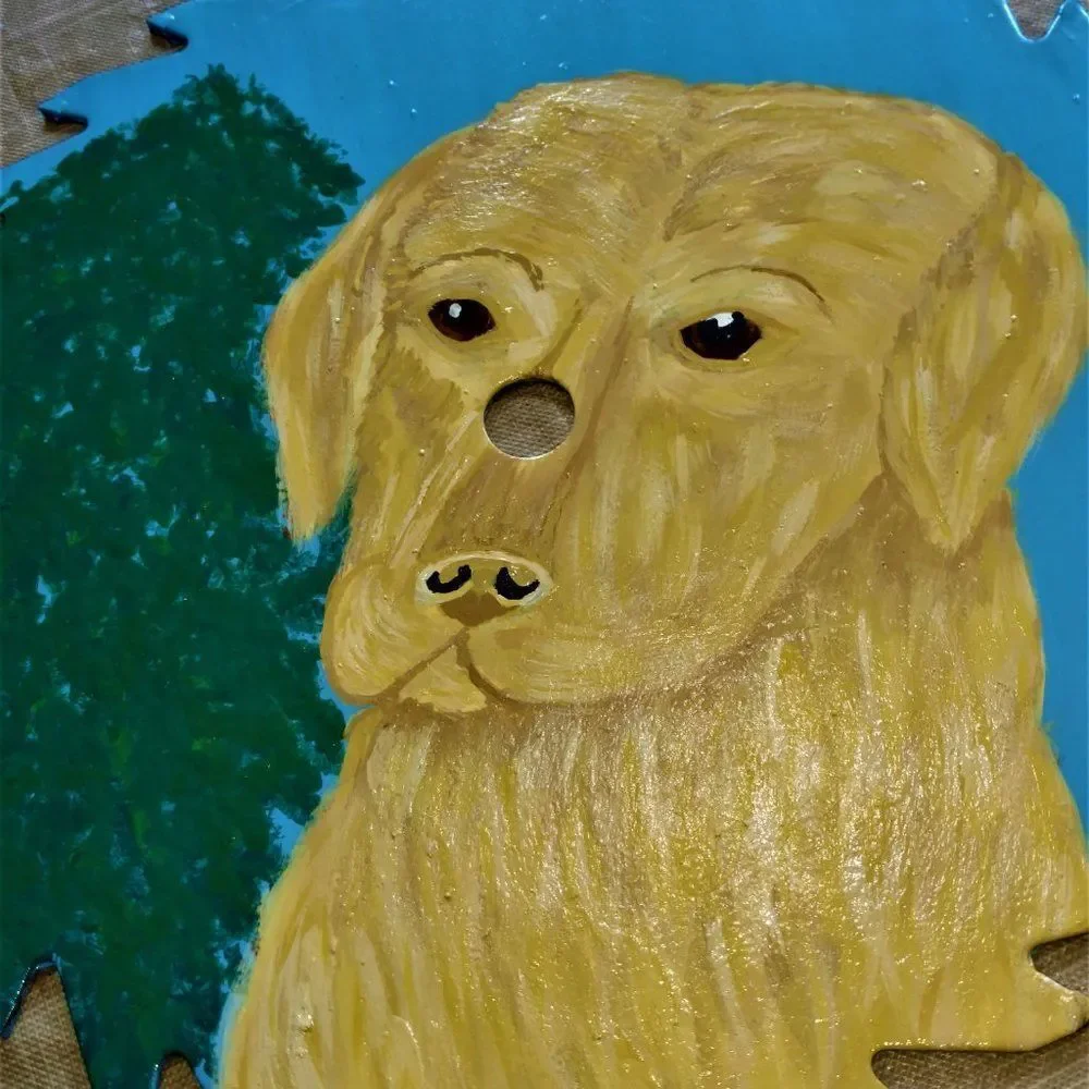 Hand Crafted Yellow Lab Dog Painting On 10